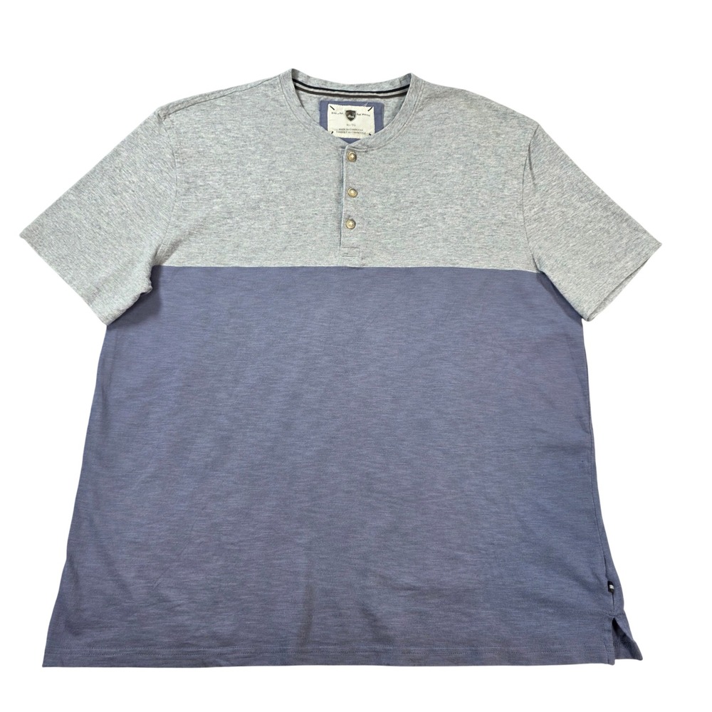 Black Brown 1826 Colorblock Henley Shirt Gray Blue XL Mens Casual Preppy